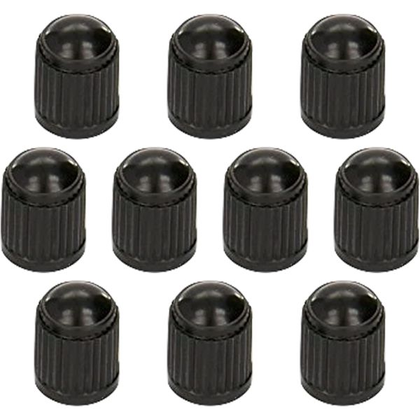 10-pack svarta plastventilhattar för Schrader-ventiler