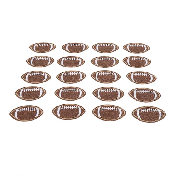 20 stk. Rugby Form Broderet Mærke Multifunktionel Mode DIY Selvklæbende Fodboldmærke til T-shirts Jakker Bukser Hatte Tasker