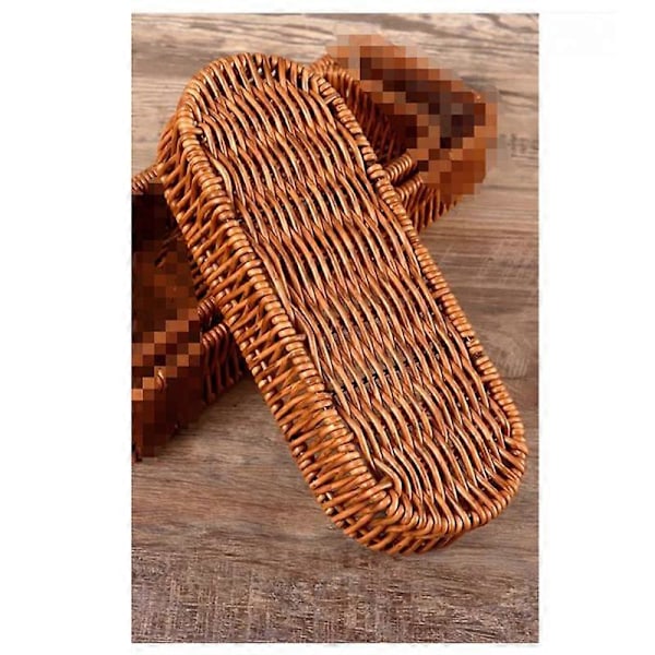 Imitert Rattan Brødkurv Flerbruks Vevd Rattan Oppbevaringsbrett Kjøkken Bestikk Organizer for Hjem Restaurant