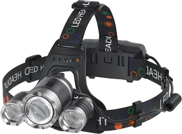 Hodelykt Oppladbar 1200 Lumen Super Lys 4 Moduser
