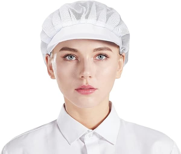 3-pack Mesh Kockmössor - Vit, Unisex Köksmössor med Mesh, W