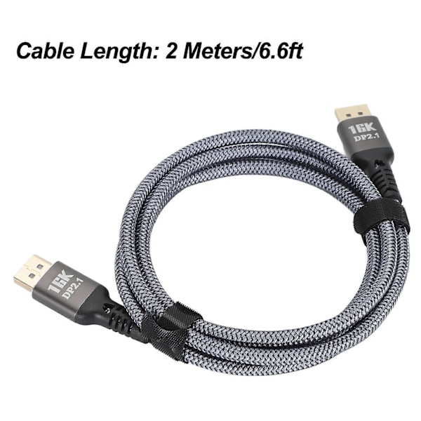 DisplayPort 2.1 Kabel 16K 30Hz 40Gbps 3D Dynamisk HDR Hann til Hann DisplayPort Kabel for FreeSync for G Sync Spillskjerm 2m