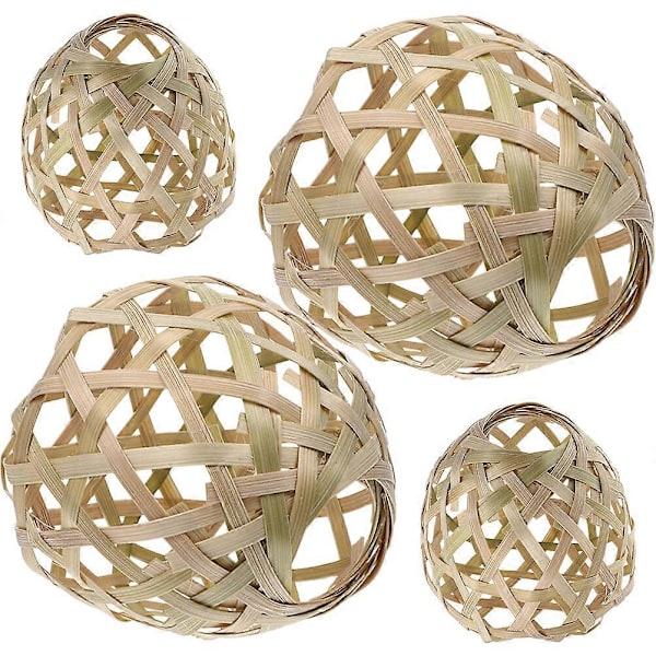 4 st Vävd Bambu Lampskärm Lampöverdrag Rustik Stil Vävd Lampskärm Hänglampa Lampskärm