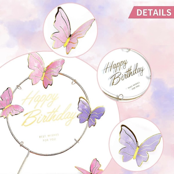 20 kpl Perhosia Kakun Koristelu, 3D Perhoskoriste Kakku Cupcake Toppers Kakku Syntymäpäivä Tyttöjen Syntymäpäiväjuhlien Koristelu