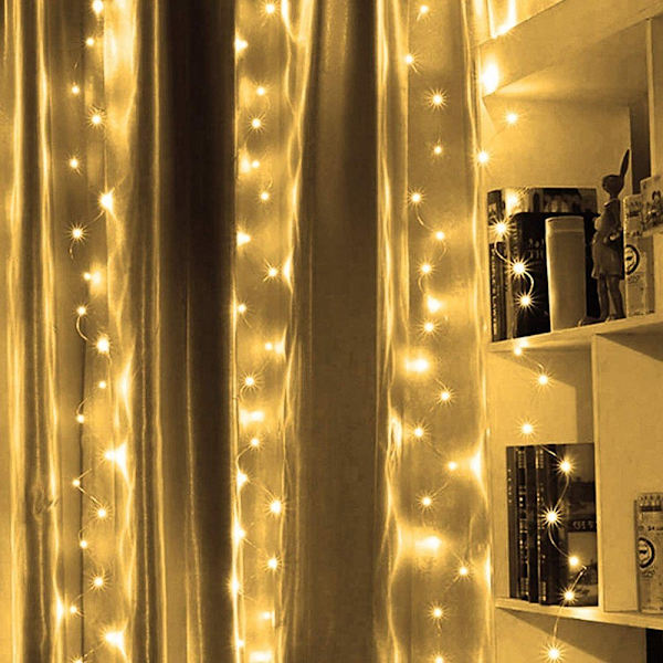 #LED lysgardin, innendørs lysgardin, fe lysgardin, 8 lysmoduser, energieffektivitet A+++#