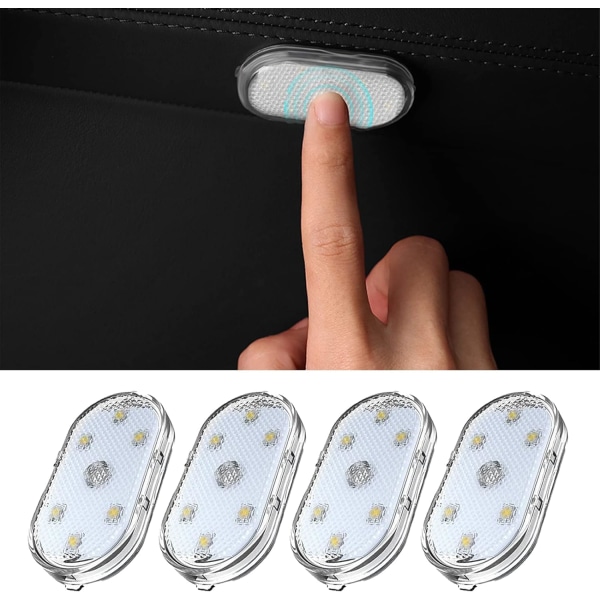 4st varmvita trådlösa ledlampor för bilinredning, billed Li