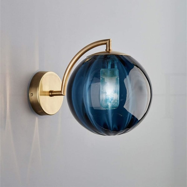 *Ny nordisk moderne væglampe Ø15CM blå glas kugle væglampe skanse*
