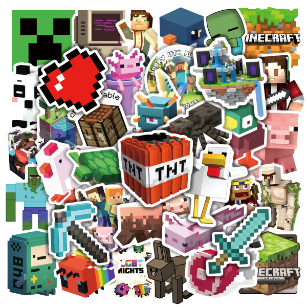 #100 bitar Minecraft Stickers Decals Set för barn Vuxna Vattentät#