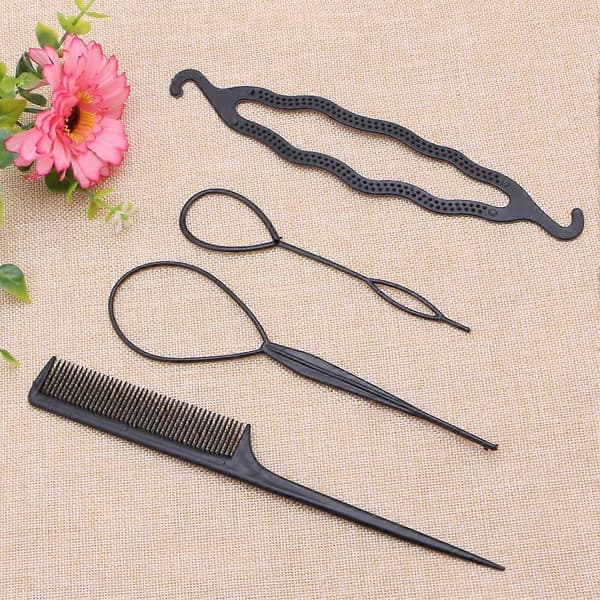 Hår Twist Styling Clip Stick Bun Maker Flätverktyg Kam Håraccessoarer 4 st