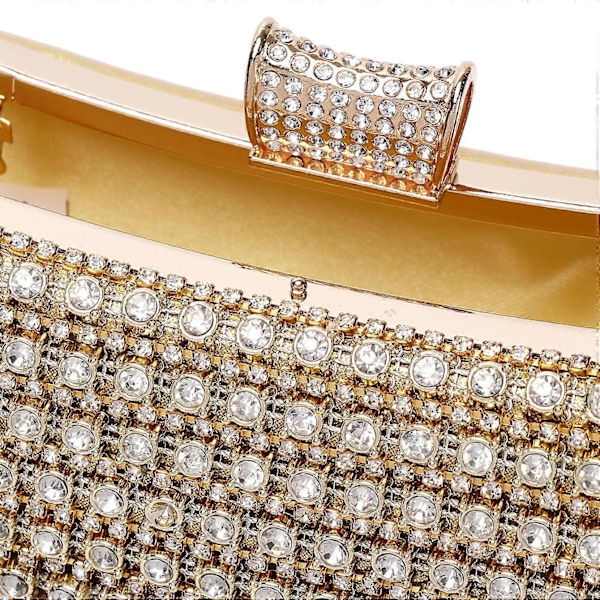 Dame Gittermønster Metal Håndtaske Kæde Geometrisk Aften Clutch Taske, U-diamant Gylden