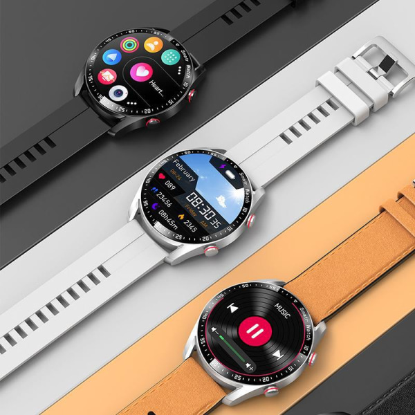 #(Silver) Bluetooth Smartklocka, Full Touch Hälsospårningsklocka#