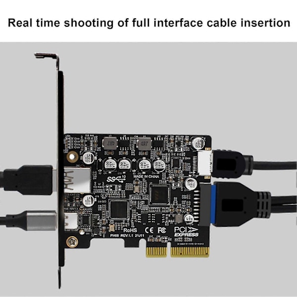 PCIe 3.0 - USB3.2 Express -laajennuskortti Windowsille, SATA-virtaliitin, Type-C, Type-E, 19-nastainen, 20-nastainen liitäntäkortti emolevylle