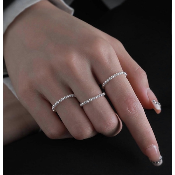 Perleringe til kvinder, elastiske perleringe, stabelbare ringe, tynde, fine ringe, håndlavede perlesmykker, statement ring, komfortabel pasform, størrelse 6