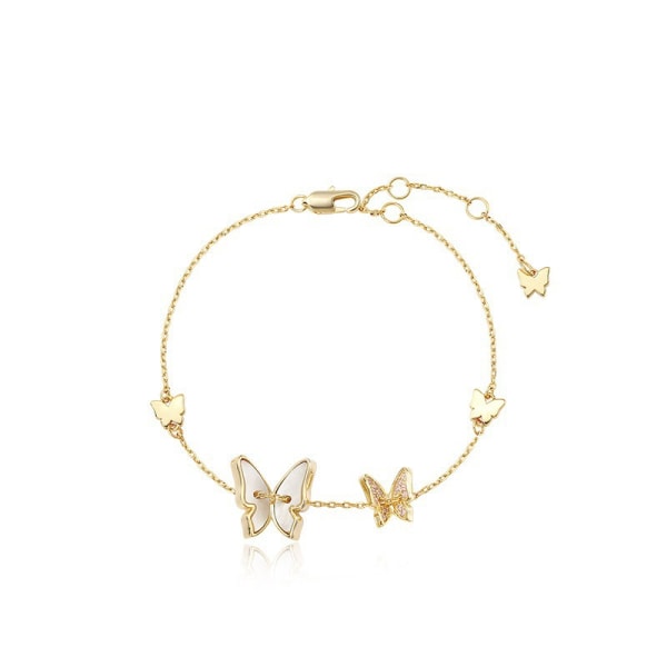 #1st Gold Butterfly Damarmband Crystal Butterfly Charm Armband Dam Smycken Armband#