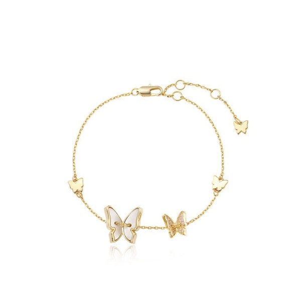 #1stk Gold Butterfly Dame Armbånd Krystall Butterfly Charm Armbånd Dame Smykker Armbånd#