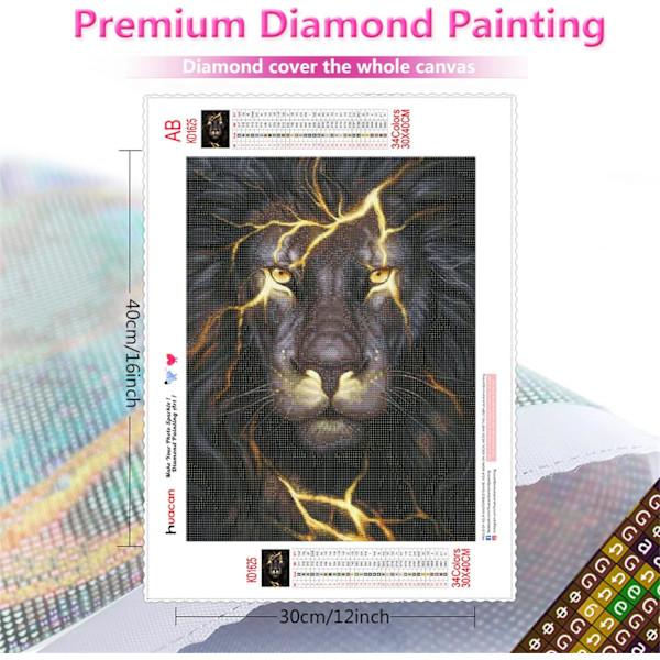 #30*40cm, 5D diamantmålning kit, lejon#