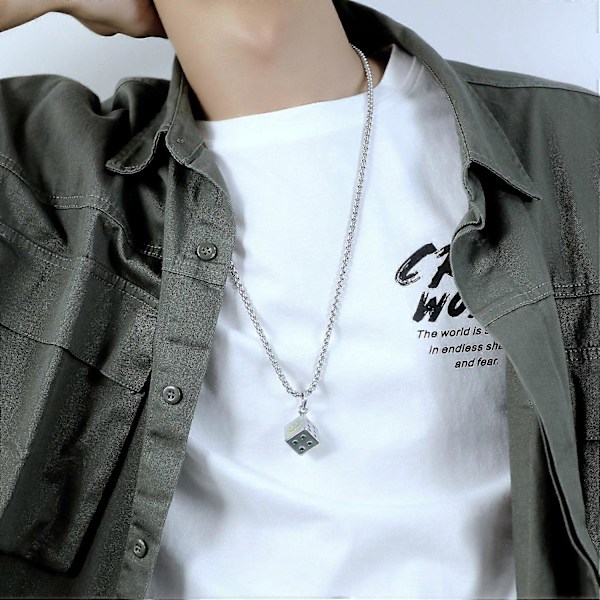 Terning Halskæde til Mænd, Lykke Terning Vedhæng Halskæde Punk Hip Hop Halskæde Amulet Vedhæng Smykke Gave