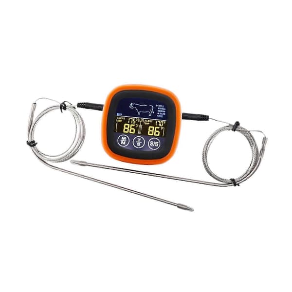 Dobbel Kanal med Alarm BBQ Kjøtt Timer Termometer for Kyllingfritering