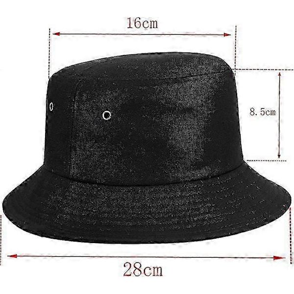 Fiskerhat Bomuld Bucket Hat Unisex Strandhat Fritidshat Floppy Hat Sort One Size