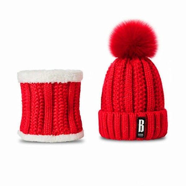 Dam Mössa Hatt Pom Pom Toffs Halsduk Set Stickad Vinter Varm Snö Sk