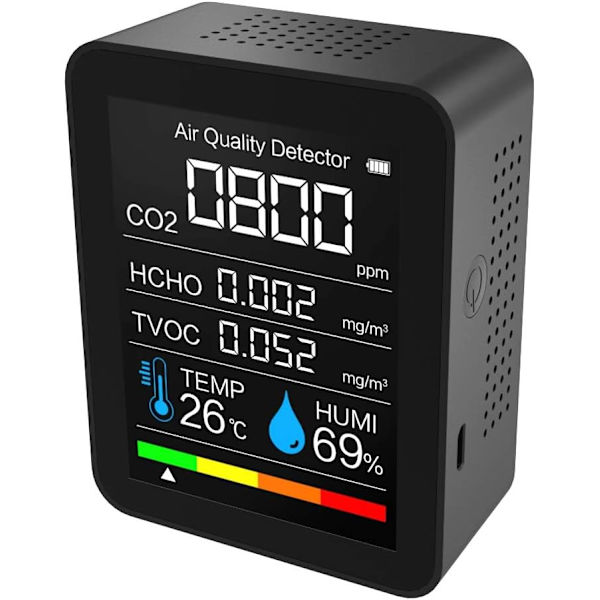*Bærbar luftkvalitetsdetektor CO2-måling digital temperatur*