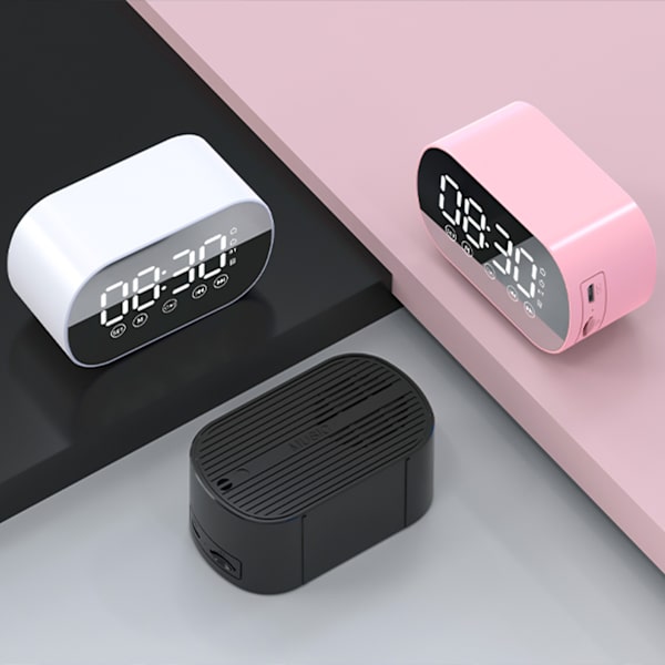 Vekkerklokke med USB-lader, (hvit) Digital klokke, Morgenalarm