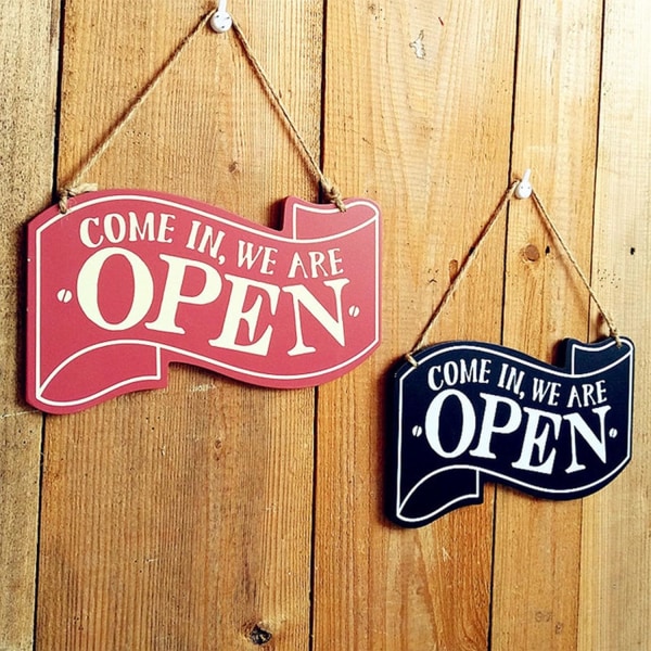 /#/2 pcs Open Closed Sign, Two Sides Open Closed Wooden Sign wi/#/