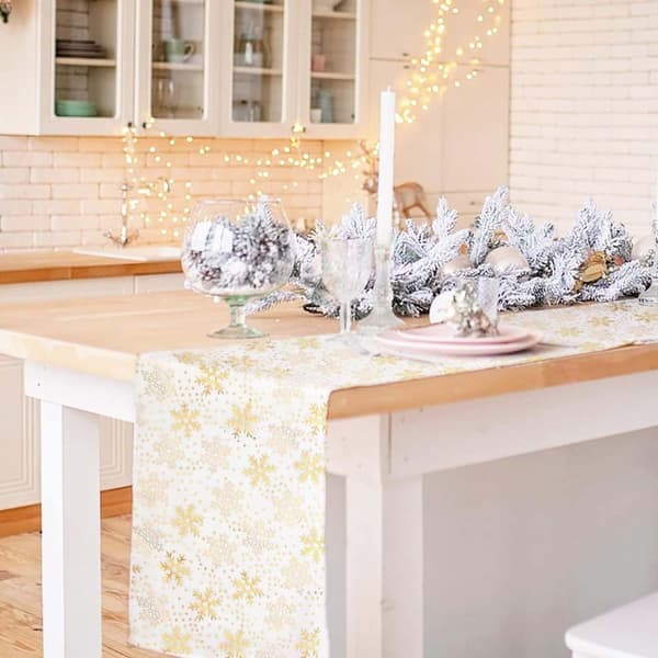 #Jule-snøflak-duker Transparent gull duk#