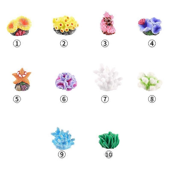 10 st Fiskakvarium Korall Ornament Glas Ornament för Hantverk Fiskakvarium Korall Dekoration Dekor Miniatyr Dekoration Glas Dekor