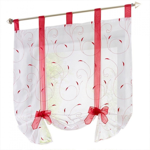 #Røde brodererede blomster romerske gardiner#