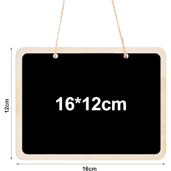12 Stykker Hængende Kridttavler, 16 x 12 cm Mini Rektangulær Kridt