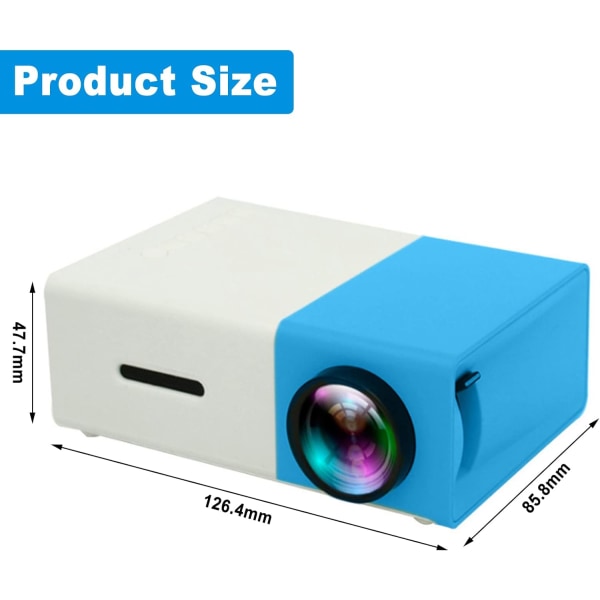 #(Blå) mini bærbar projektor, mini projektor, videoprojektor#