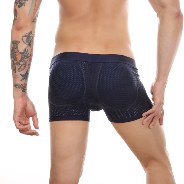 1 st Sexy Herrar Vadderade Underkläder Mesh Boxer Baklyft Enl