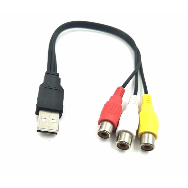 #USB2.0 A Hann til 3 RCA Hunn Splitter Audio Video AV Kompositt Adapterkabel#