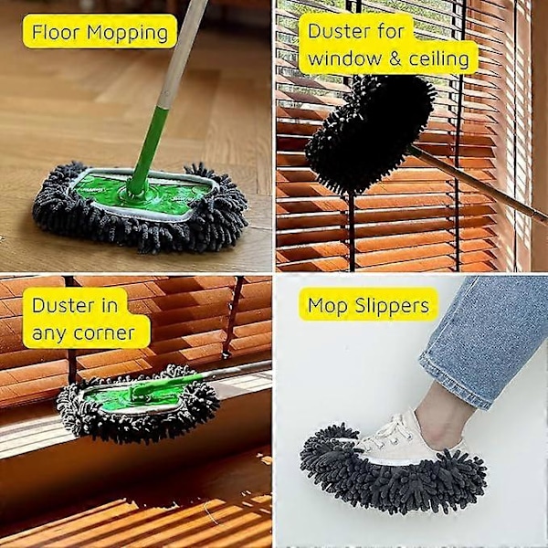 3-pakning Gjenbrukbar Moppepute for Swiffer Sweeper, Oppgradert Våt Tørr Moppeklut Vaskbare Sweeper Refill Støvmopptrekk