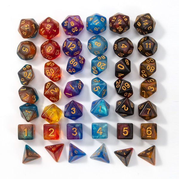#42 st Polyhedral Tärningar D20 D12 D10 D8 D6 D4 16mm Akryl Tärningsset för Dungeons and Dragons DND Tärningar RPG MTG Bordsspel Dubbel Färg#