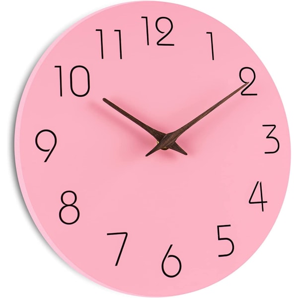 #25cm Quartz Wall Clock - Pink No Tick Large Size Modern Wall Cloc#