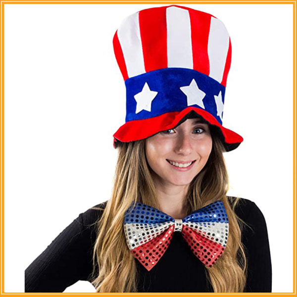 USA Plyschhatt, Farbror Sam-hatt, Cylinder, Amerika, Stjärnor och Ränder
