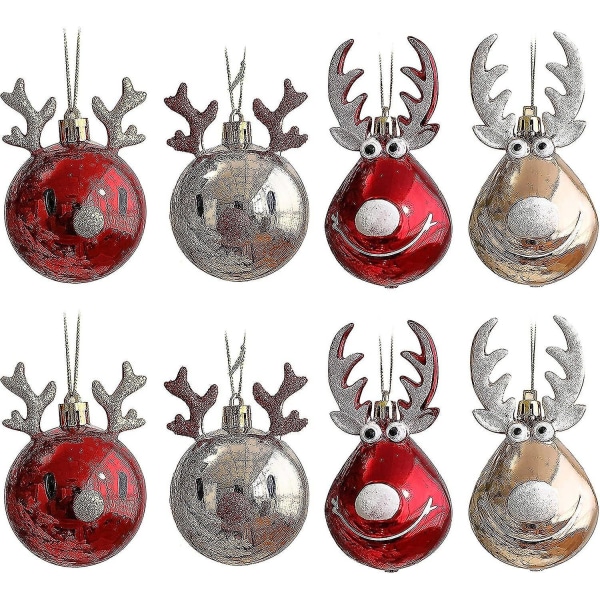Set med 8 okrossbara julkulor för julgran - bollar att fylla - guld och rött