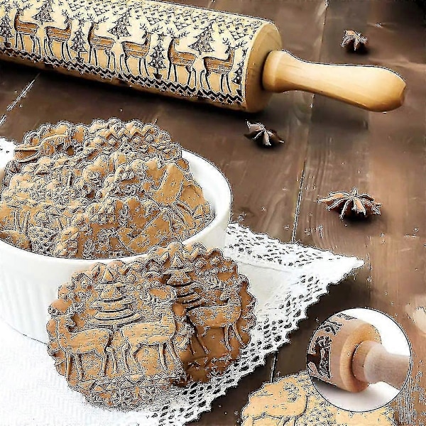 Träpräglingskavel med mönster, graverad präglingskavel