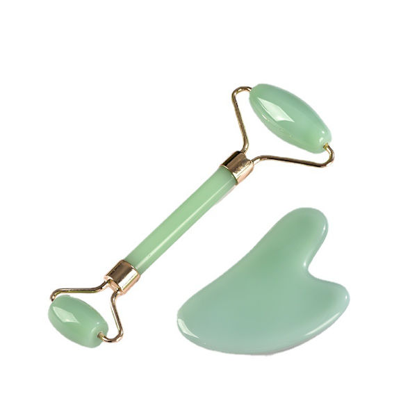 Jade Roller & Gua Sha Set, Ansiktsrulle för Skönhet Ansiktsrulle