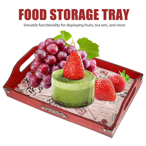 Serveringsbricka Trä Tebryggare Mönster Dekorativ Serveringsbricka Frukt Bröd Serveringsfat
