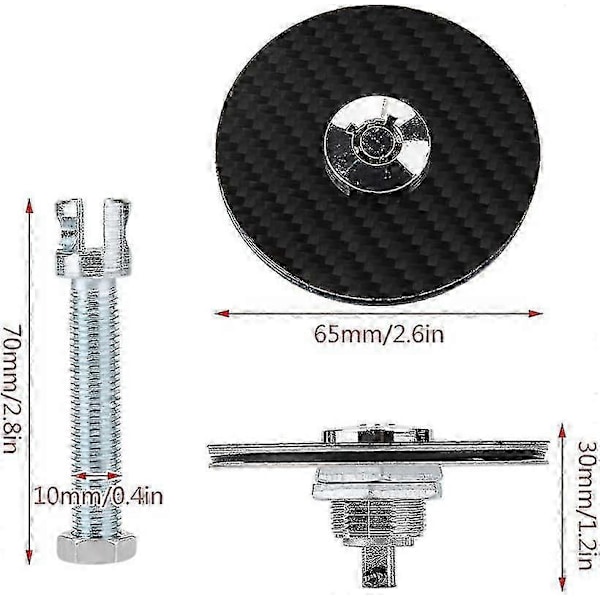 Hurtigudløsning, Universal Carbon Style Motorhjelmslås Nøgle Pin Kit 2 stk. Sort