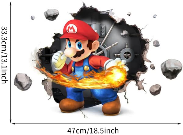 #Mario 3D väggdekal, tapet, PVC, dekoration, 49*34CM#