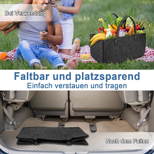 Sæt med 2 filtposer - Foldbare, transportable - Mørkegrå, alsidige