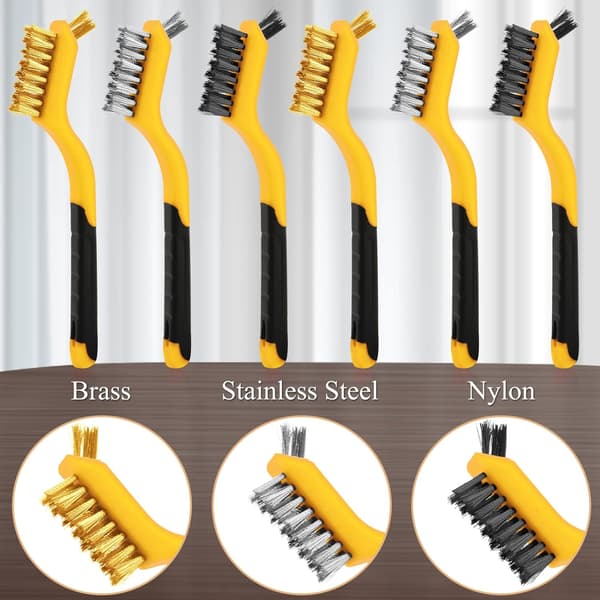 6 stk. Gule Messing/Rustfrit Stål/Nylon Tråd børster til rengøring