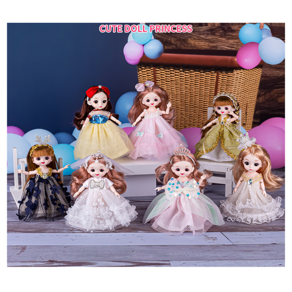 7 set prinsessklänningar 17cm docka modekläder nya kläder ch
