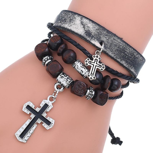 /#/Personalized beaded multi-layer cattle leather bracelet simp/#/