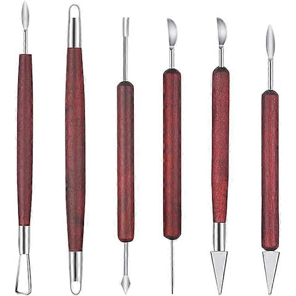 Lerskulpturverktyg Vaxskulpturverktyg Dubbelsidiga Rostfria Verktyg, 6 Delars Vaxskulpturformare