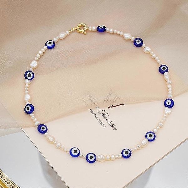 Fargerikt Perlekjede Choker Halskjede for Kvinner Ferskvannsperle Choker